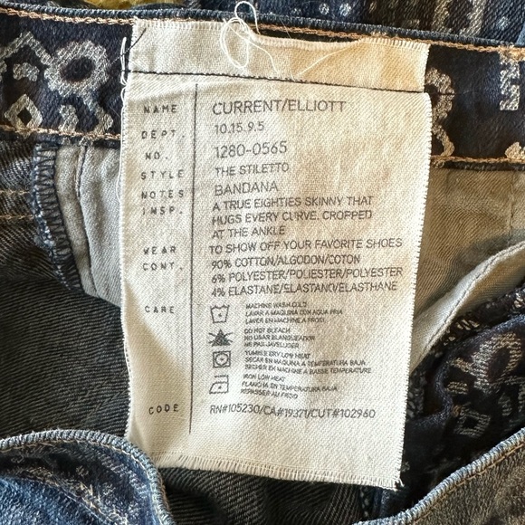 NWOT 💙 Current/Elliott stiletto bandana jeans - Size 30 - Picture 9 of 10